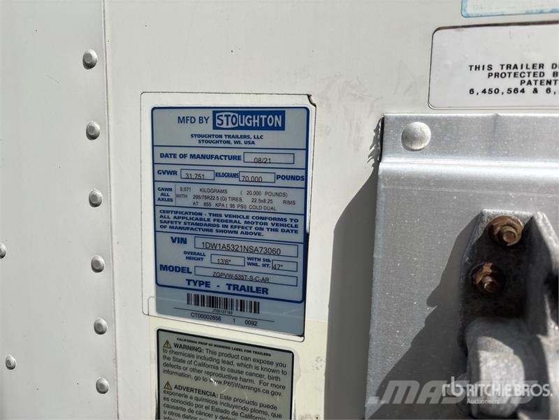 Stoughton ZGPVW-535T-S-C-AR 53 ft x 102 in T/A Van Trailer مقطورات ذات هيكل صندوقي