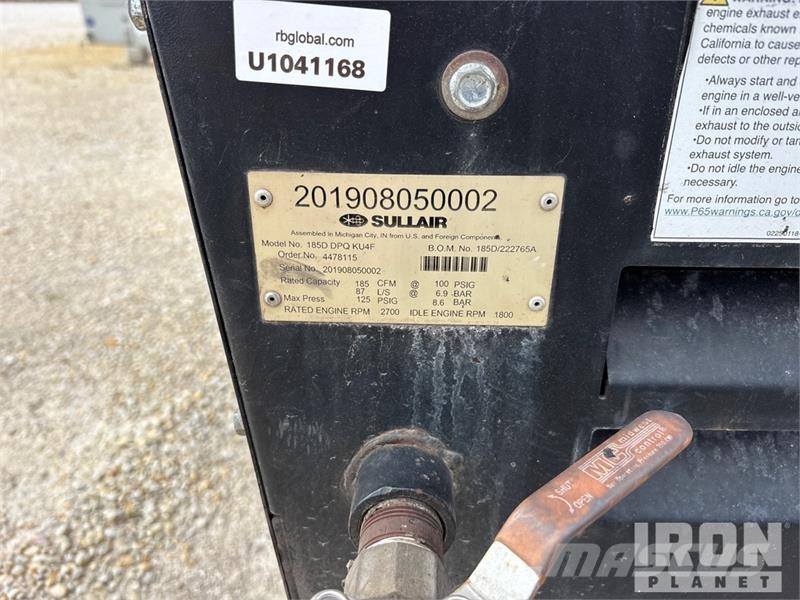 Sullair 185D DPQ KU4F 185 cfm Mobile Air Compressor Kompresorji
