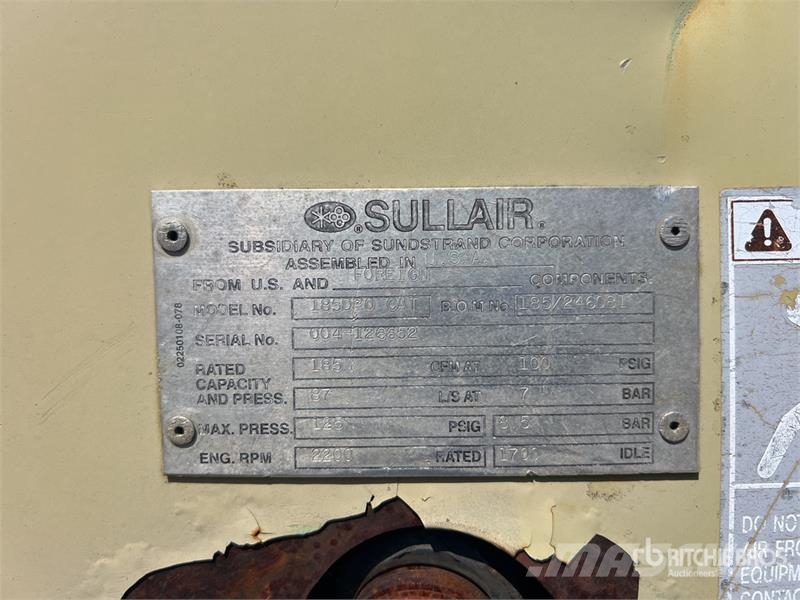 Sullair 185DPQ CAT 185 cfm Mobile Air Compressor Compresoras