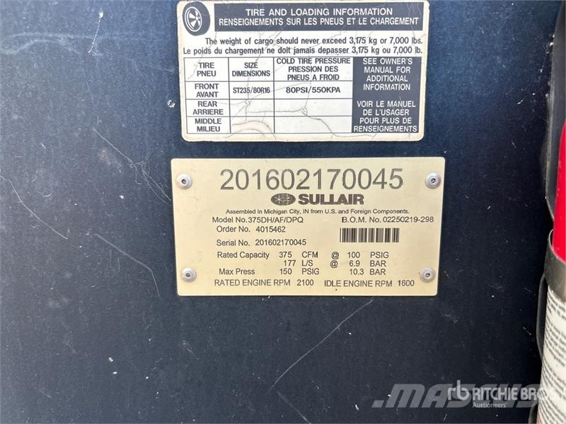 Sullair 375DH/AF/DPQ 375 cfm Mobile Air Compressor Compressores