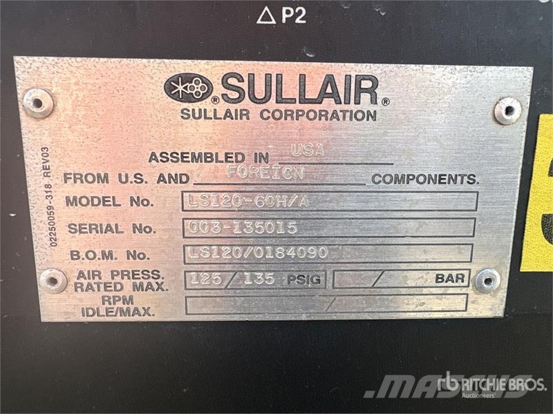Sullair LS120-60H/A Skid-Mounted Electric Air Compressor مكابس