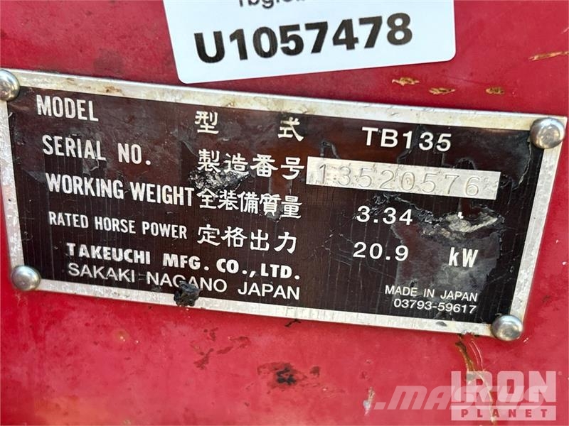 Takeuchi TB135 Mini ekskavatori < 7 t