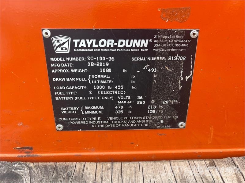 Taylor Dunn Dunn SC-100-36 1000 lb 36 v Utility Cart Mootorid