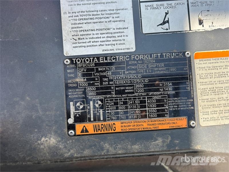 Toyota 8FBCU25 Ηλεκτρικά περονοφόρα ανυψωτικά κλαρκ
