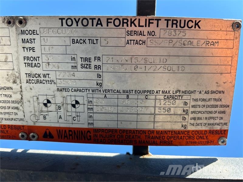 Toyota 8FGCU20 Forklift Viljuškari - ostalo