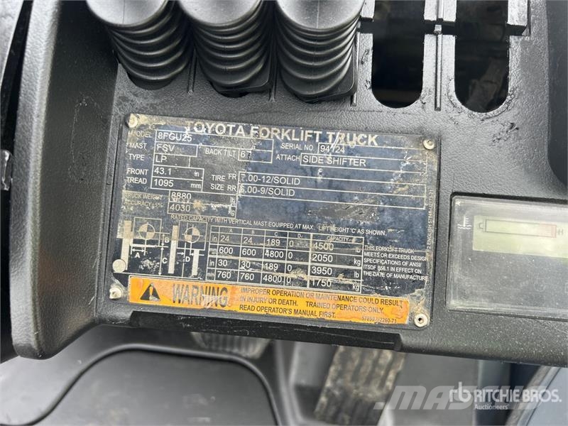 Toyota 8FGU25 4500 lb Pneumatic Tire Forklift Autokrāvēji - citi