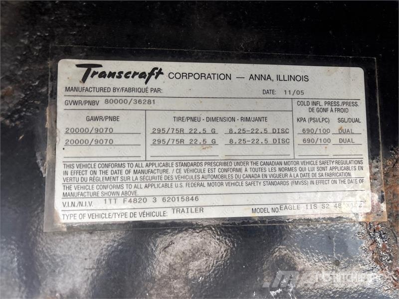 Transcraft 40000 lb 48 ft T/A Flatbed Trailer Platformas/izkraušana no sāniem