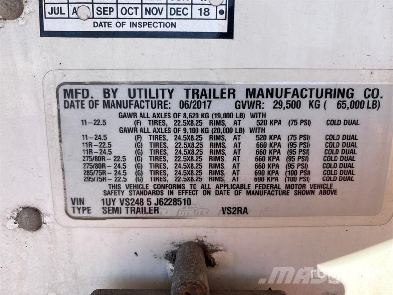 Utility 48 ft T/A Refrigerated Trailer Frysetrailer Semi