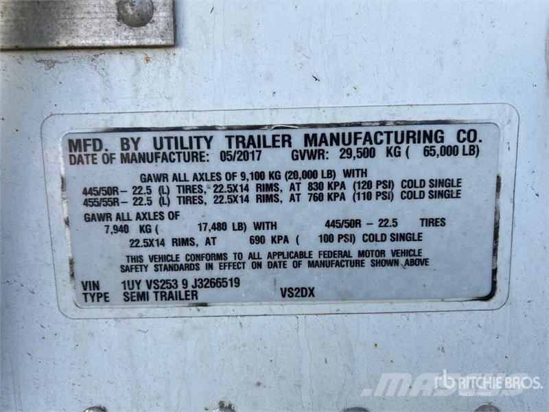 Utility 53 ft x 102 in T/A Van Trailer Dengtos priekabos