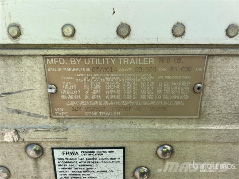 Utility 53 ft x 102 in T/A Van Trailer Box Trailers