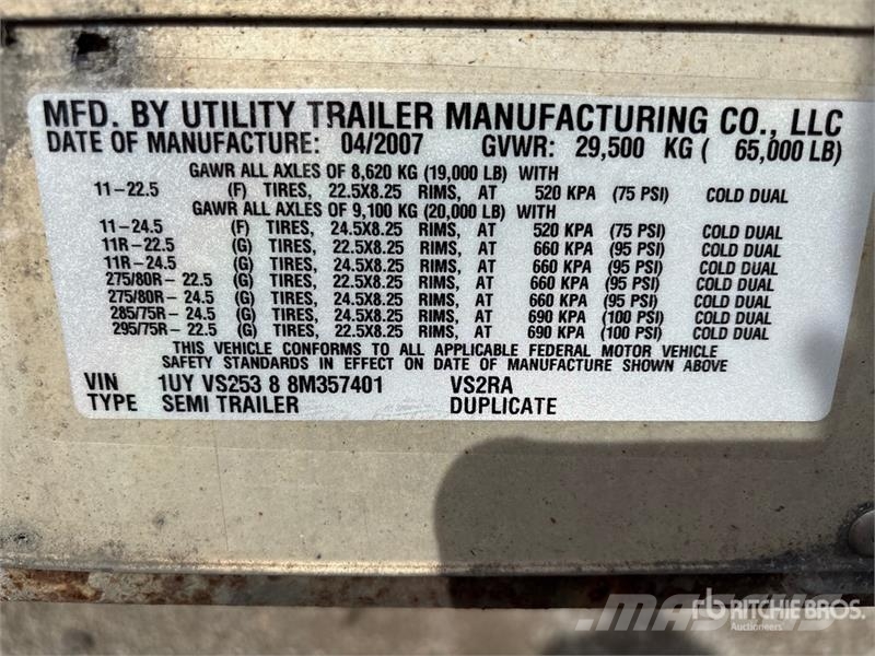 Utility 53 ft x 102 in T/A Refrigerated Trailer Semi remorque frigorifique