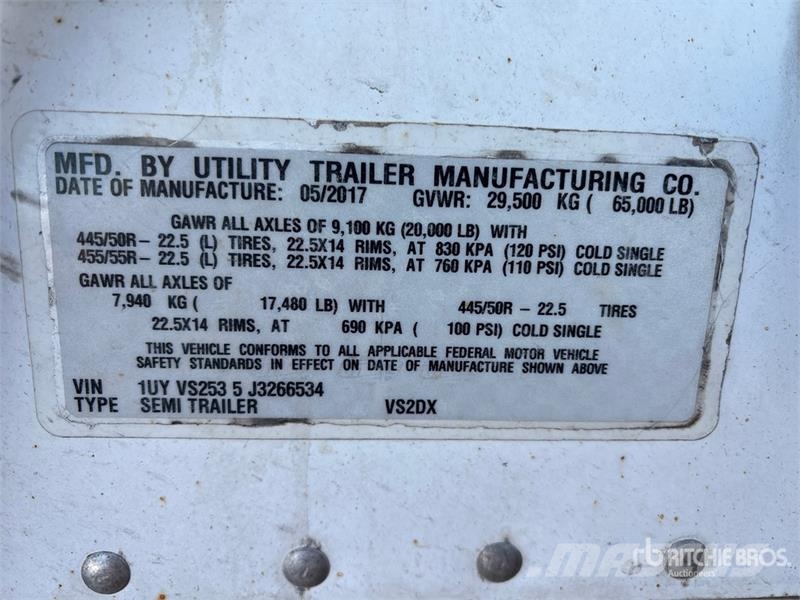 Utility 53 ft x 102 in T/A Van Trailer Dengtos priekabos
