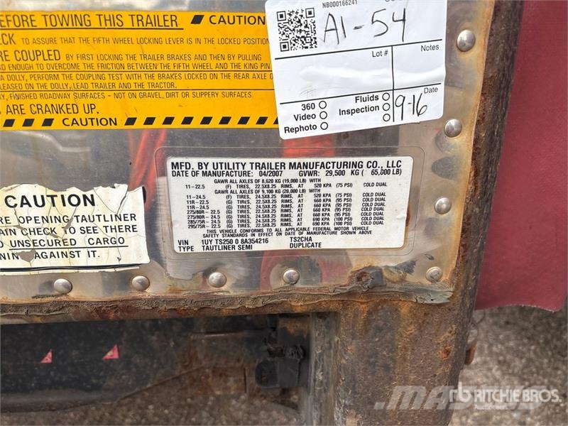 Utility TS2CHA 50 ft T/A Spread Axle Curtain Side Trailer Remolques de caja de lona