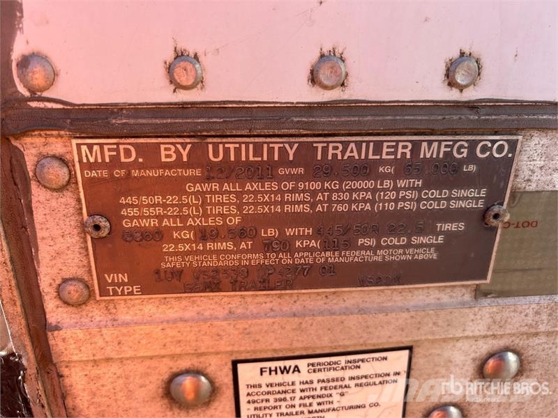Utility VS2DX 53 ft x 102 in T/A Van Trailer مقطورات ذات هيكل صندوقي