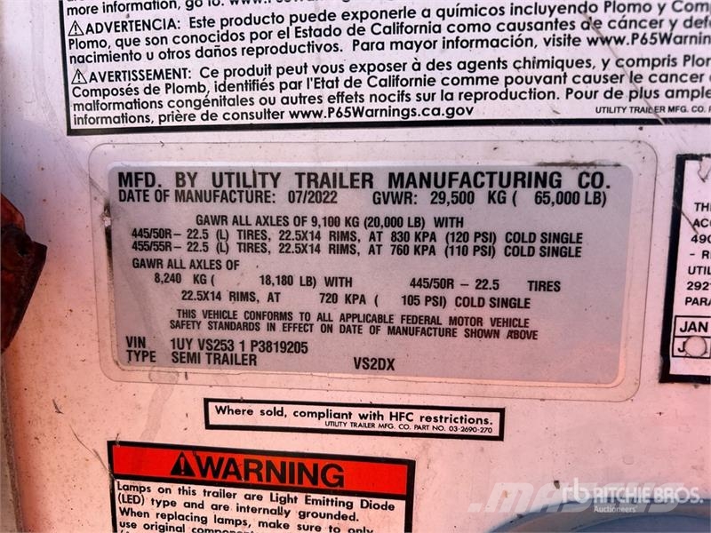 Utility VS2DX 53 ft x 102 in T/A Van Trailer Van Body Trailers
