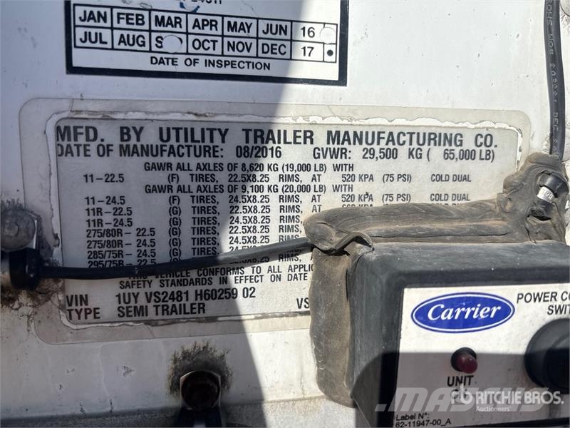 Utility VS2RA 48 ft x 102 in T/A Refrigerated Trailer Hladilne polprikolice