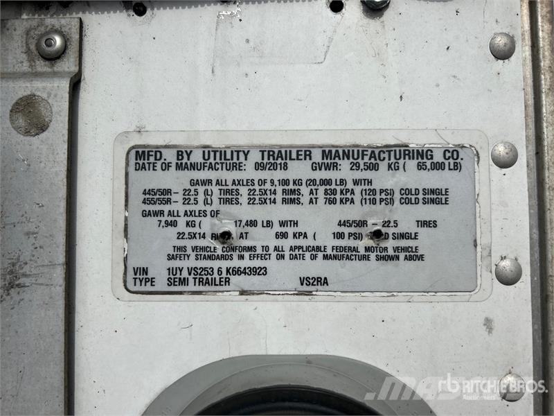 Utility VS2RA 53 ft T/A Refrigerated Trailer Temperature controlled semi-trailers