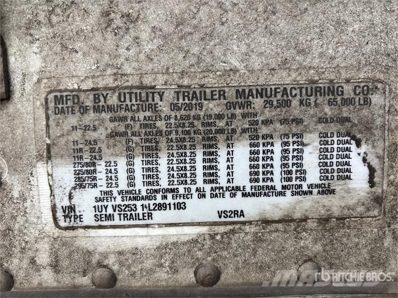 Utility VS2RA 53 ft x 102 in T/A Refrigerated Trailer Frysetrailer Semi