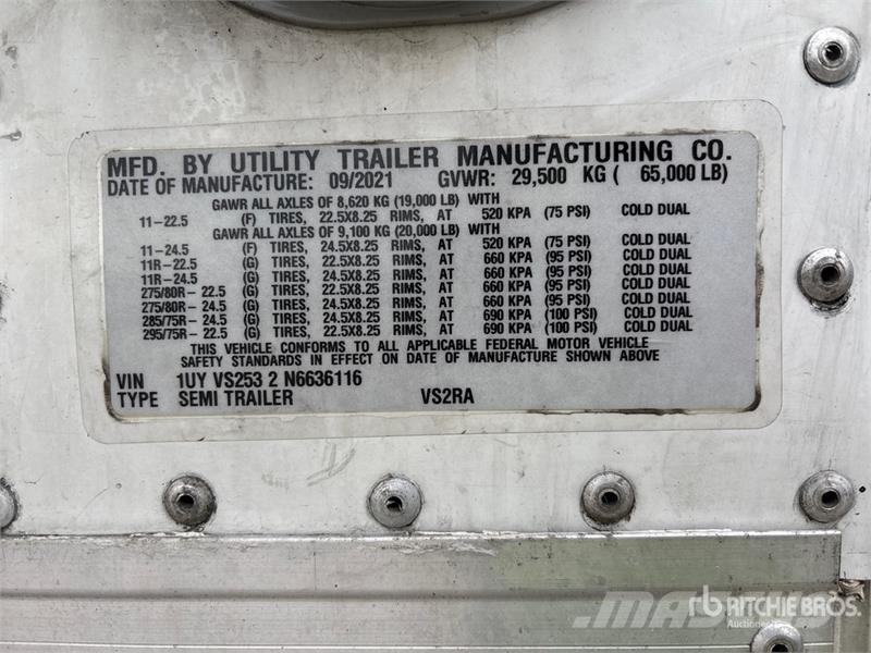 Utility VS2RA 53 ft x 102 in T/A Refrigerated Trailer Kühlauflieger