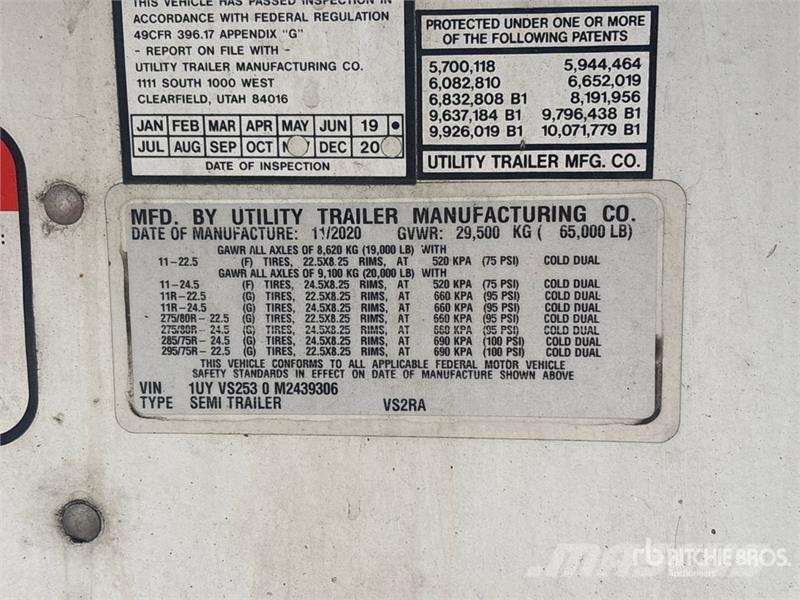 Utility VS2RA 53 ft x 102 in T/A Refrigerated Trailer Puspriekabės su izoterminiu kėbulu