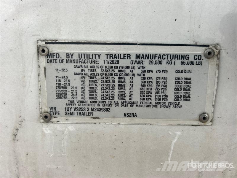 Utility VS2RA 53 ft x 102 in T/A Refrigerated Trailer Piekabes ar temperatūras kontroli