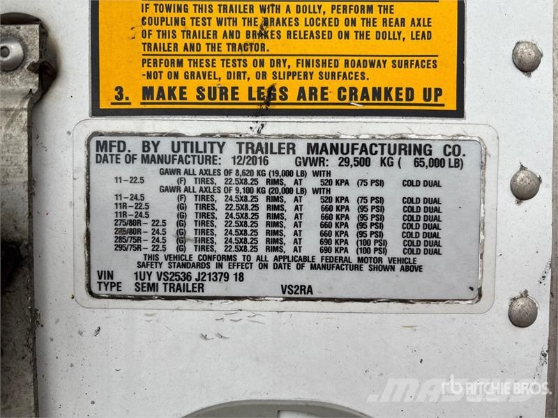 Utility VS2RA 53 ft x 102 in T/A Refrigerated Trailer Naczepy chłodnie