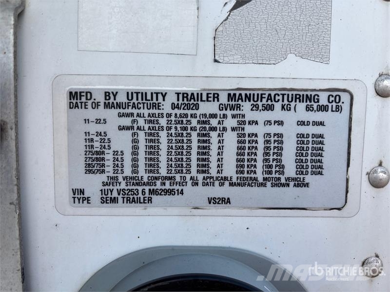 Utility VS2RA 53 ft x 102 in T/A Refrigerated Trailer Hladilne polprikolice