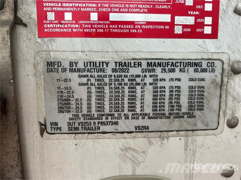 Utility VS2RA 53 ft x 102 in T/A Refrigerated Trailer Piekabes ar temperatūras kontroli