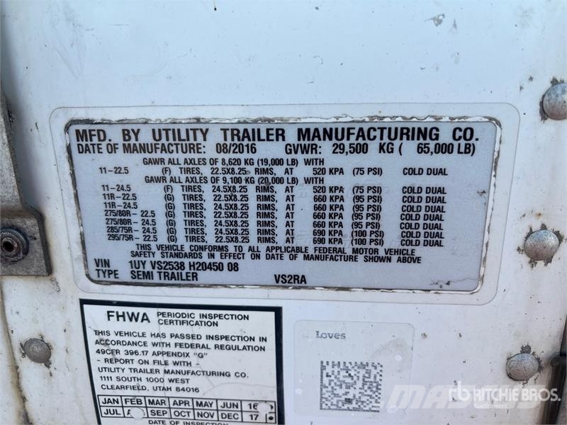 Utility VS2RA 53 ft x 102 in T/A Refrigerated Trailer Külmikpoolhaagised