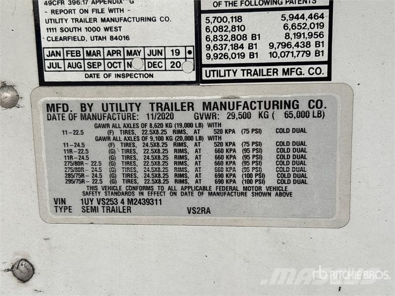 Utility VS2RA 53 ft x 102 in T/A Refrigerated Trailer Piekabes ar temperatūras kontroli