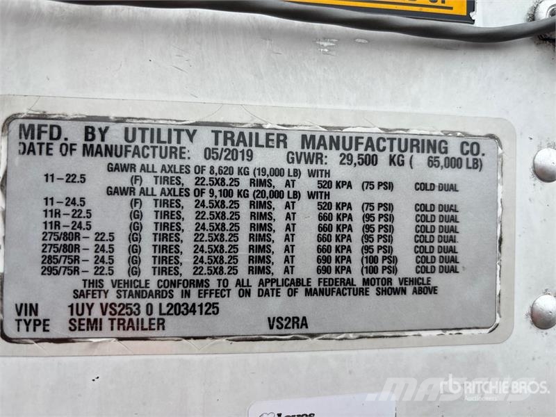 Utility VS2RA 53 ft x 102 in T/A Refrigerated Trailer Semirremolques de temperatura controlada
