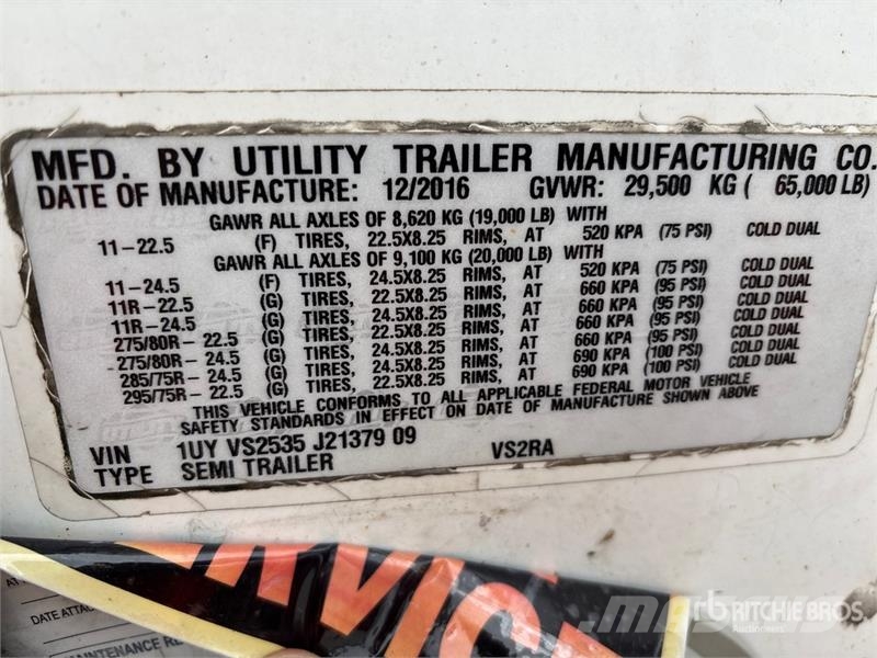 Utility VS2RA 53 ft x 102 in T/A Refrigerated Trailer Piekabes ar temperatūras kontroli