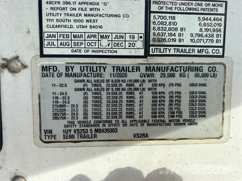 Utility VS2RA 53 ft x 102 in T/A Refrigerated Trailer Piekabes ar temperatūras kontroli