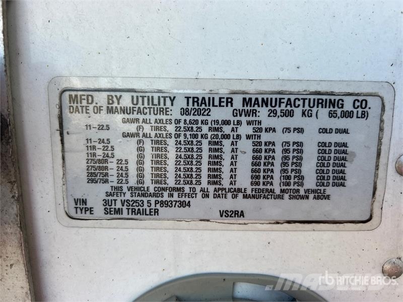 Utility VS2RA 53 ft x 102 in T/A Refrigerated Trailer Temperature controlled semi-trailers