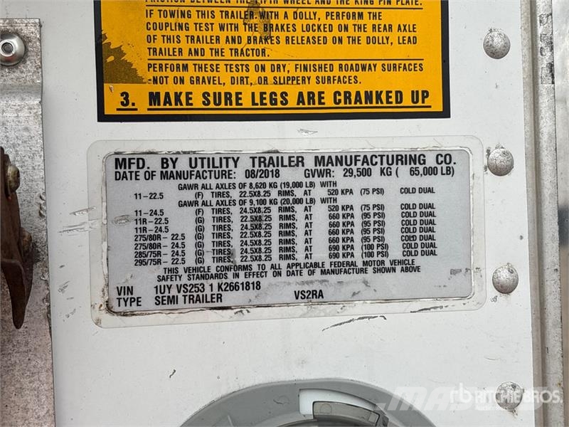 Utility VS2RA 53 ft x 102 in T/A Refrigerated Trailer Temperature controlled semi-trailers