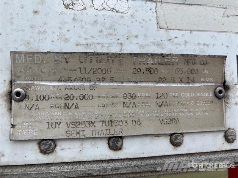 Utility VS2RA 53 ft x 102 in T/A Refrigerated Trailer 온도 조절식 세미 트레일러
