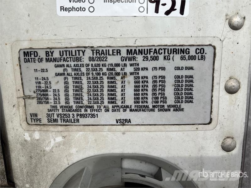 Utility VS2RA 53 ft x 102 in T/A Refrigerated Trailer Temperature controlled semi-trailers