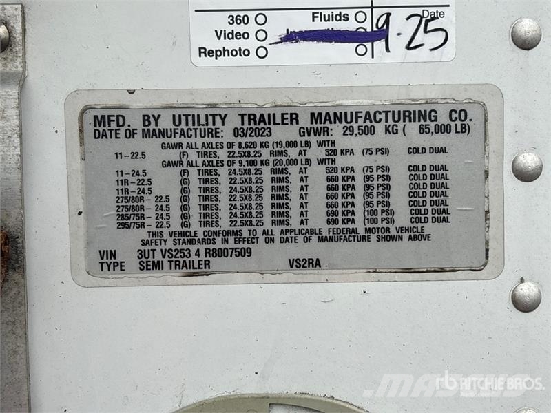 Utility VS2RA 53 ft x 102 in T/A Refrigerated Trailer Naczepy chłodnie