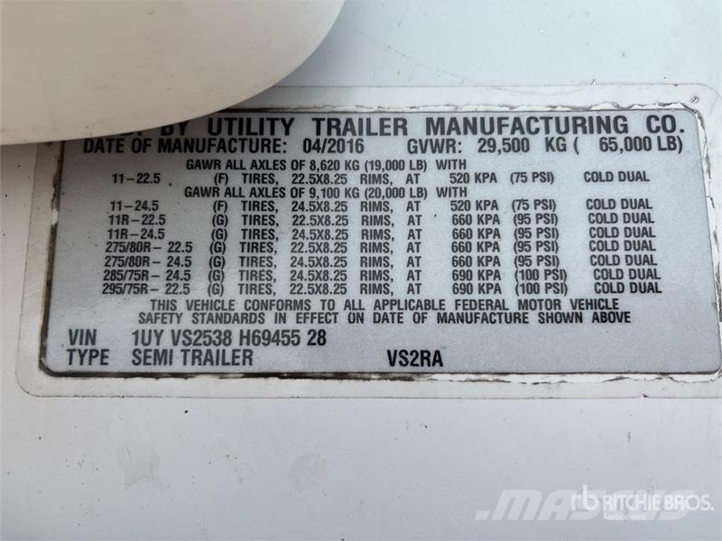 Utility VS2RA 53 ft x 102 in T/A Refrigerated Trailer Semirremolques de temperatura controlada