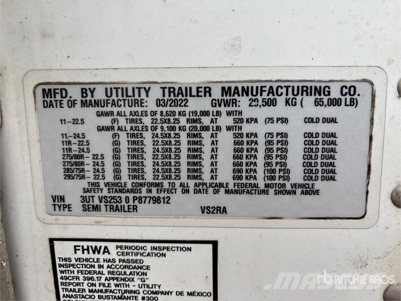 Utility VS2RA 53 ft x 102 in T/A Refrigerated Trailer Poluprikolice hladnjače