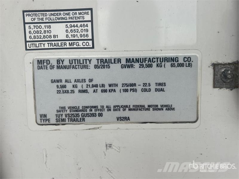 Utility VS2RA 53 ft x 102 in T/A Refrigerated Trailer Poluprikolice hladnjače