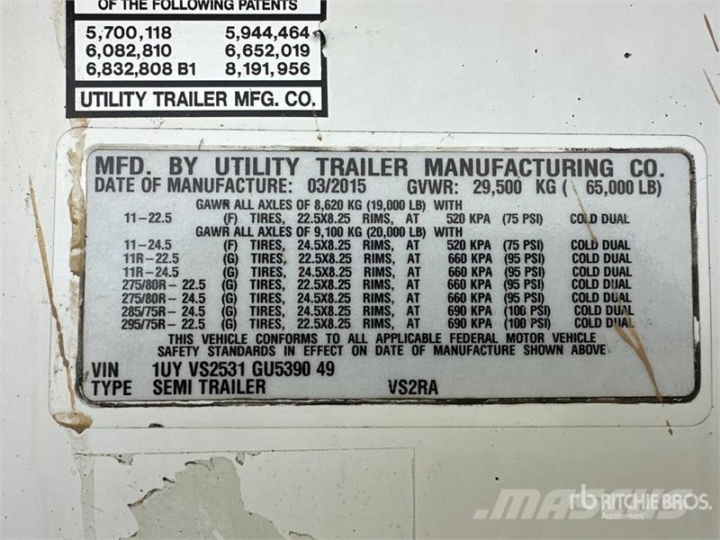 Utility VS2RA 53 ft x 102 in T/A Refrigerated Trailer Poluprikolice hladnjače