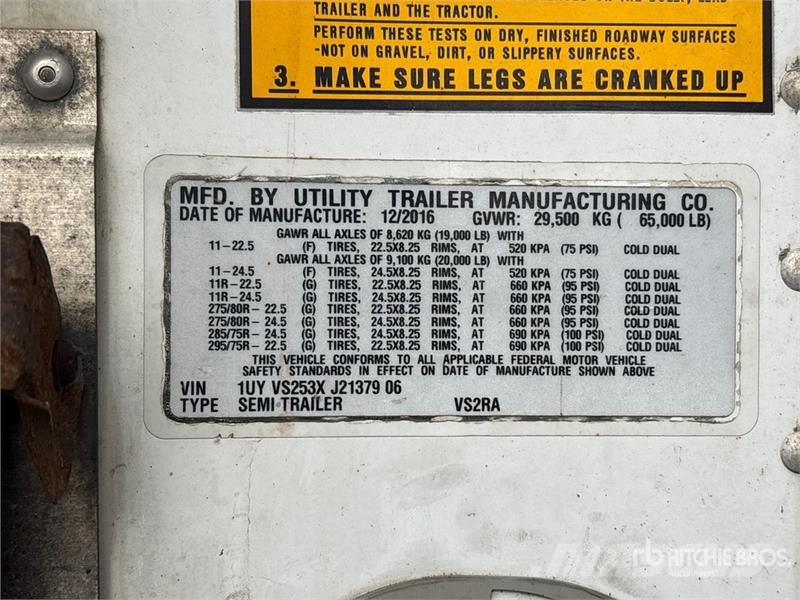 Utility VS2RA 53 ft x 102 in T/A Refrigerated Trailer Semi remorque frigorifique