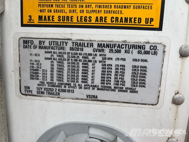 Utility VS2RA 53 ft x 102 in T/A Refrigerated Trailer Naczepy chłodnie