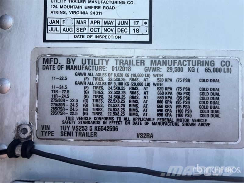 Utility VS2RA 53 ft x 102 in T/A Refrigerated Trailer Piekabes ar temperatūras kontroli