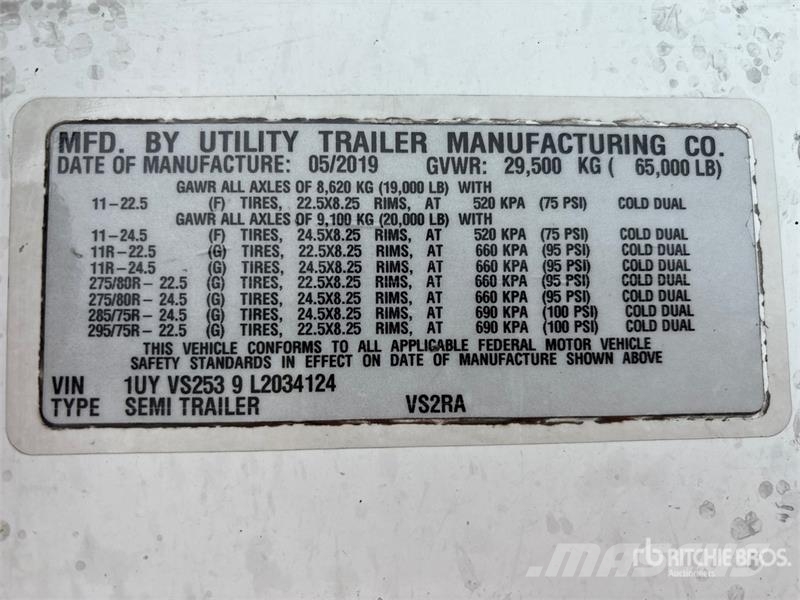 Utility VS2RA 53 ft x 102 in T/A Refrigerated Trailer Semirremolques de temperatura controlada