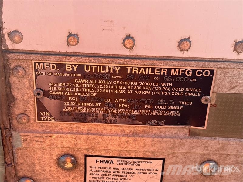  Utilty VS2DX 53 ft x 102 in T/A Van Trailer مقطورات ذات هيكل صندوقي