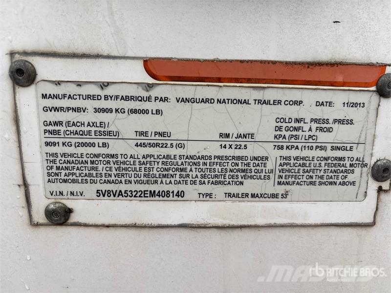 Vanguard 53 ft T/A Van Trailer Furgoonhaagised