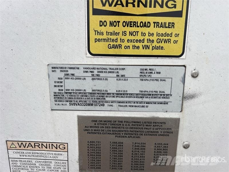 Vanguard 53 ft T/A Van Trailer Box Trailers