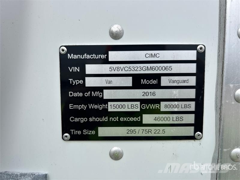 Vanguard 53 ft x 102 in T/A Van Trailer Прицепы-фургоны